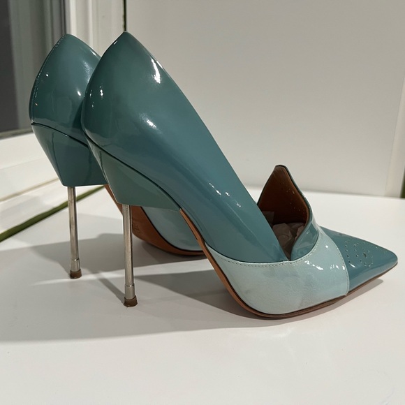Kurt Geiger London Bond Blue Leather Courts Heels  37 - Picture 6 of 16